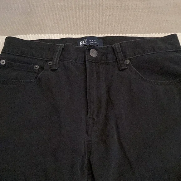 Gap Jeans Mens 29x30 Mid-Rise Straight Leg 5-Pocket Zip Dark Wash Black Denim - Picture 2 of 7
